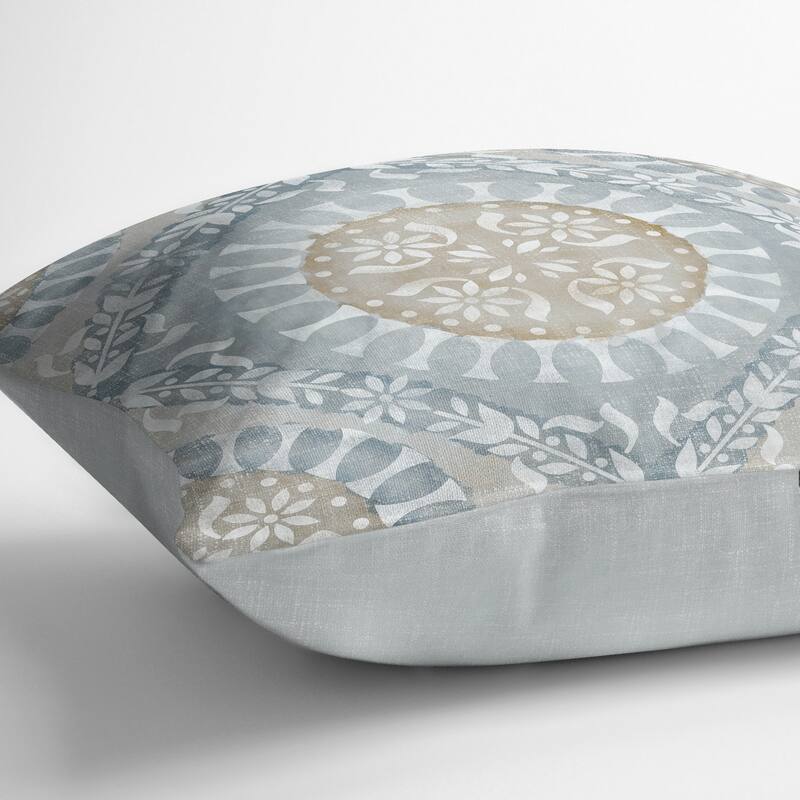 WATERCOLOR MEDALLIONS BLUE IndoorOutdoor Pillow by Kavka Designs Bed